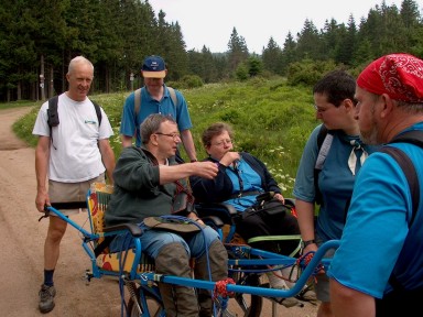 randonnée très sportive avec joëlette, Vosges, 2003