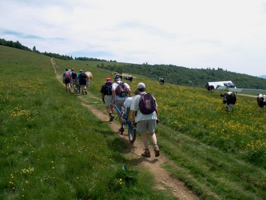 randonnée très sportive avec joëlette, Vosges, 2003