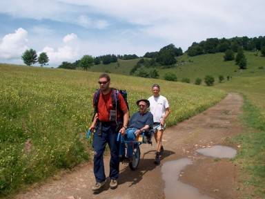 randonnée très sportive avec joëlette, Vosges, 2003