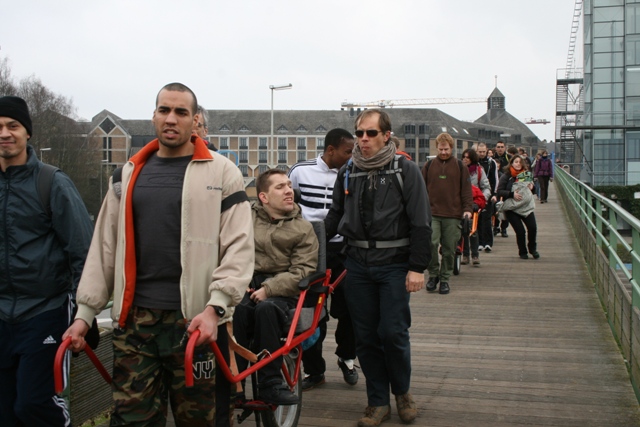 Randonnée sportive avec joëlettes, Louvain-la-Neuve, 2011