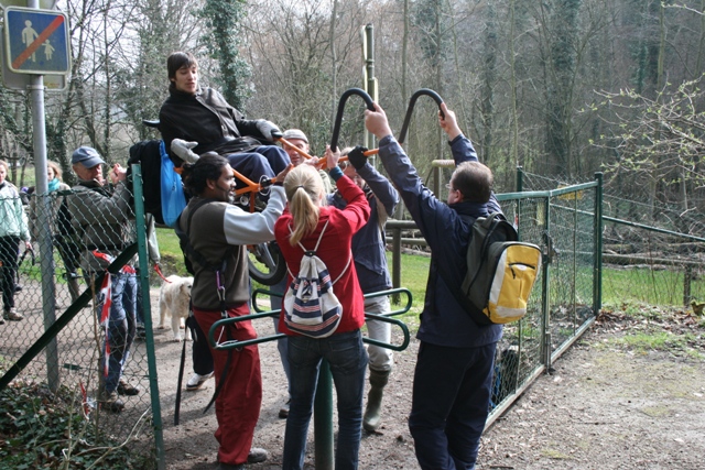 Randonnée sportive avec joëlettes, Louvain-la-Neuve, 2011