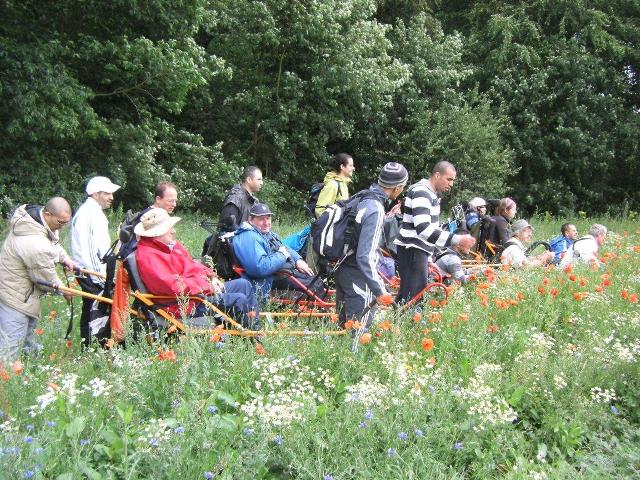 Randonnée sportive avec joëlettes, Louvain-la-Neuve, 2011