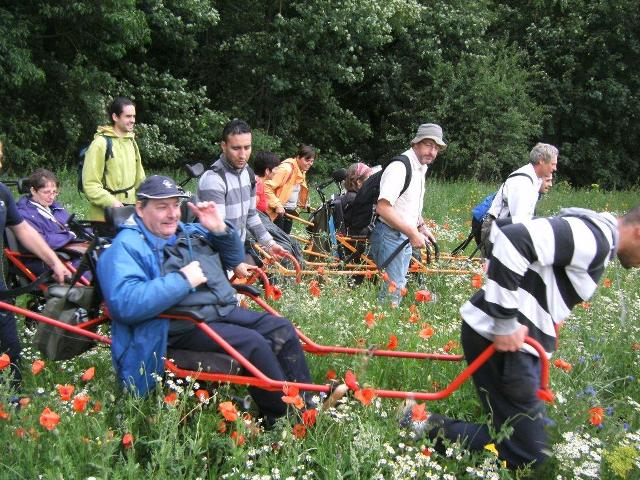 Randonnée sportive avec joëlettes, Louvain-la-Neuve, 2011