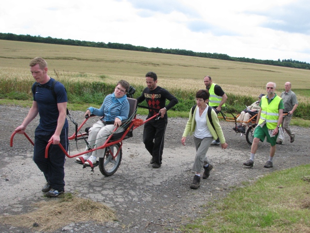 randonnée sportive avec joëlettes, Marneffe, 2012