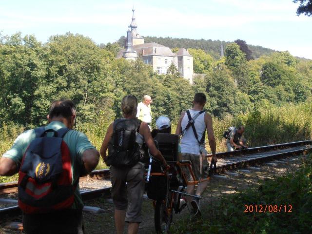 randonnée sportive avec joëlettes, Mariembourg, 2012