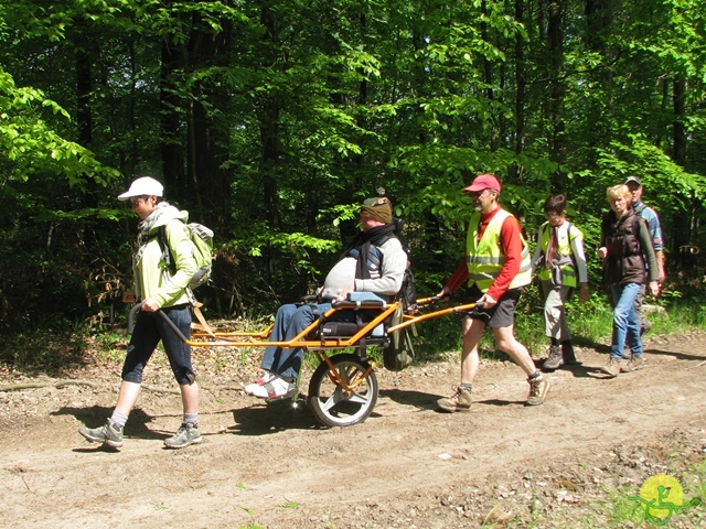 randonnée sportive avec joëlettes, Mozet, 2014