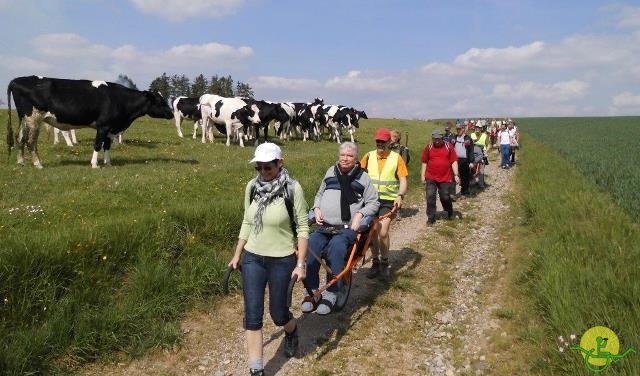 randonnée sportive avec joëlettes, Mozet, 2014