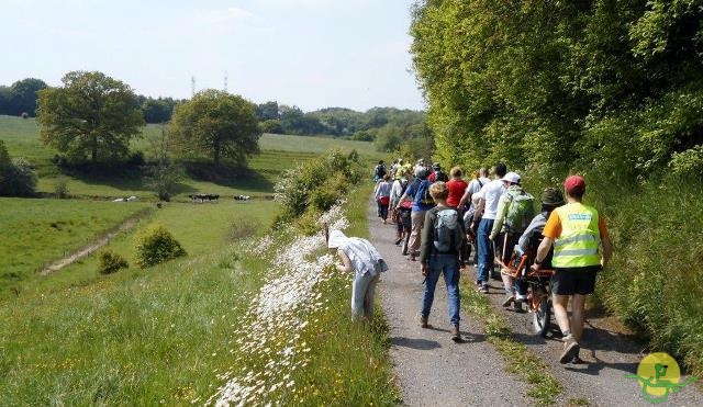 randonnée sportive avec joëlettes, Mozet, 2014